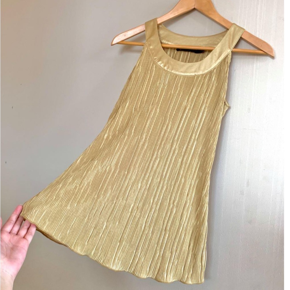 Outback Red Gold Pleated Metallic Tank Top XS